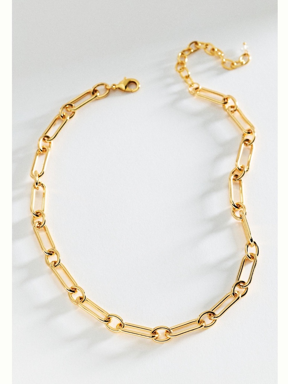 Anthropologie Gold Plated Paperclip Chain Necklace New 16”